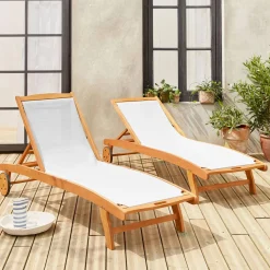 2er-Set Sonnenliegen aus Holz