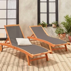 2er-Set Sonnenliegen aus Holz