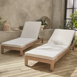 2er Set Sonnenliegen aus Polyrattan