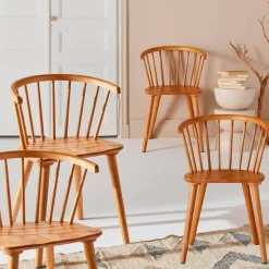 4er-Set Sprossenstühle aus Holz und Sperrholz