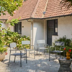 4er-Set stapelbare Gartensessel aus Aluminium und Textilene