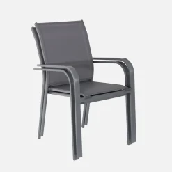 2er-Set stapelbare Gartensessel aus Aluminium und Textilene
