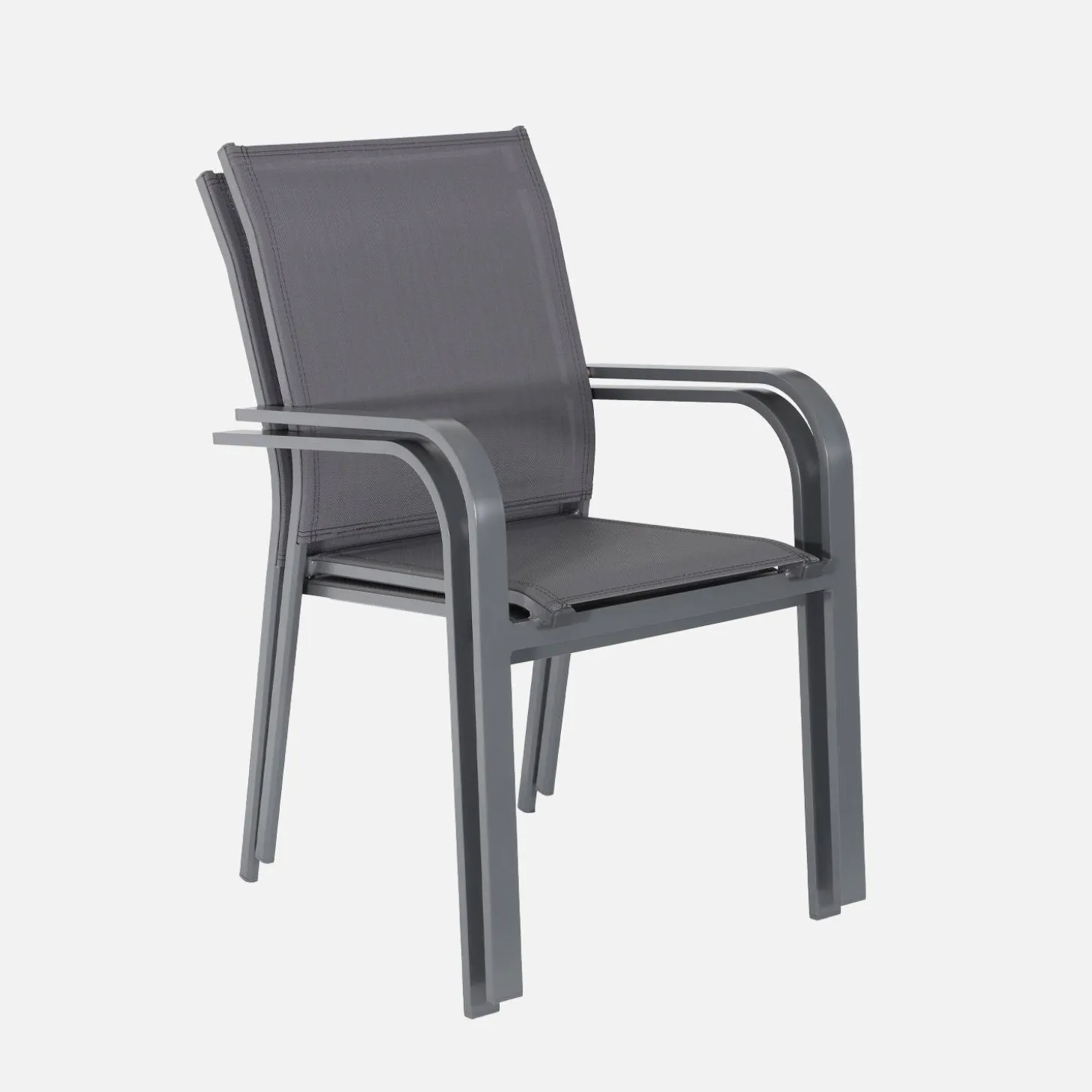 2er-Set stapelbare Gartensessel aus Aluminium und Textilene