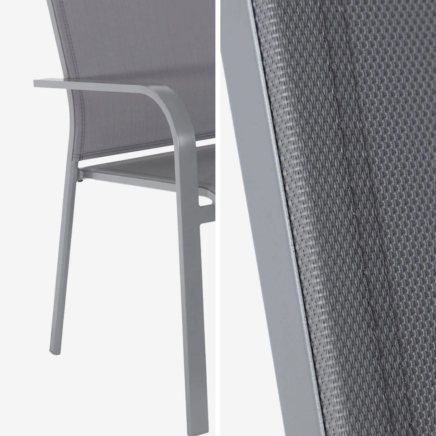 2er-Set stapelbare Gartensessel aus Aluminium und Textilene