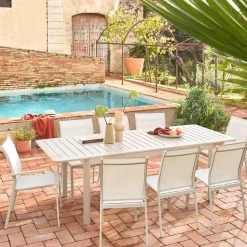 2er-Set stapelbare Gartenstühle aus Aluminium und Textilene
