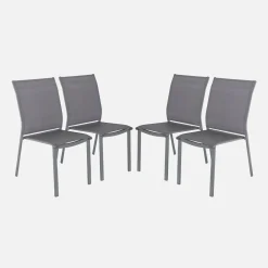4er-Set stapelbare Gartenstühle aus Aluminium und Textilene