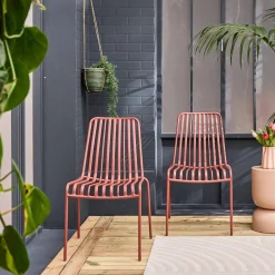 2er-Set stapelbare Gartenstühle aus Stahl