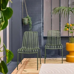 2er-Set stapelbare Gartenstühle aus Stahl