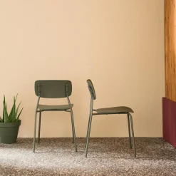 2er-Set stapelbare Gartenstühle aus Stahl und Kunststoff