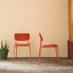 2er-Set stapelbare Gartenstühle aus Stahl und Kunststoff