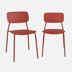 2er-Set stapelbare Gartenstühle aus Stahl und Kunststoff