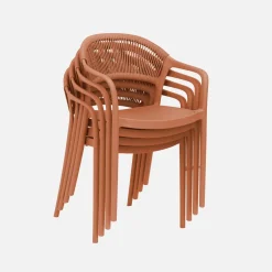 4er-Set stapelbare Gartenstühle mit Seiloptik
