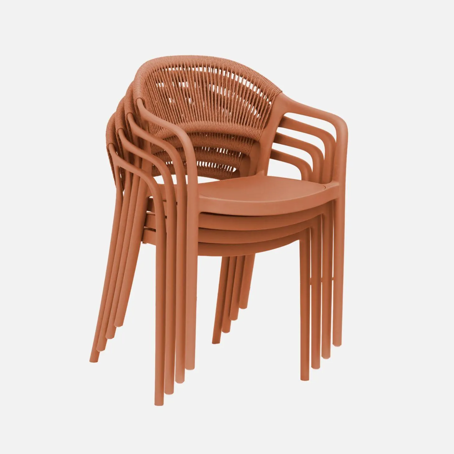 4er-Set stapelbare Gartenstühle mit Seiloptik