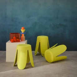 4er-Set stapelbare Hocker mit Kunstleder