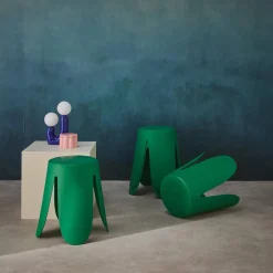 4er-Set stapelbare Hocker mit Kunstleder