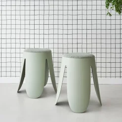 2er Set stapelbare Hocker, strukturierter Bouclébezug