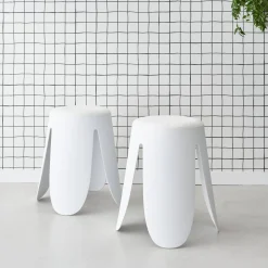 2er Set stapelbare Hocker, strukturierter Bouclébezug