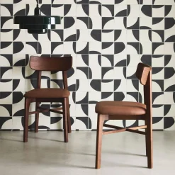 2er-Set Stühle aus Hevea-Holz und Kunstleder