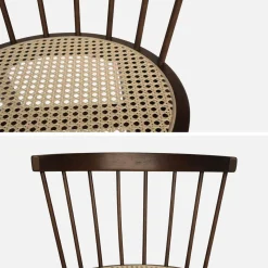 2er-Set Stühle aus Holz und Rohrgeflecht