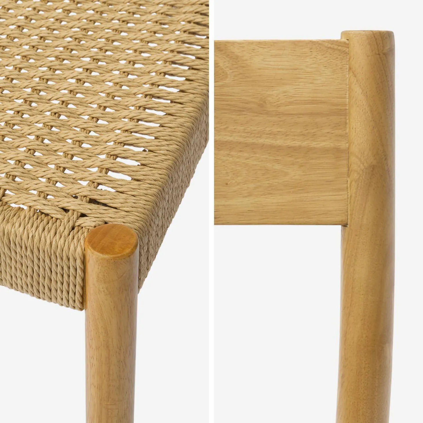 2er-Set Stühle aus Holz und Seilgeflecht