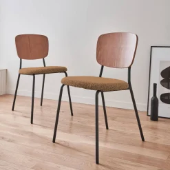 2er-Set Stühle mit strukturiertem Bouclé-Sitz