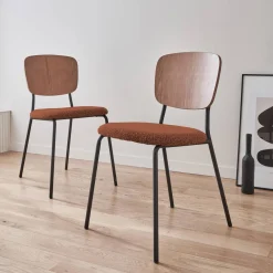 2er-Set Stühle mit strukturiertem Bouclé-Sitz