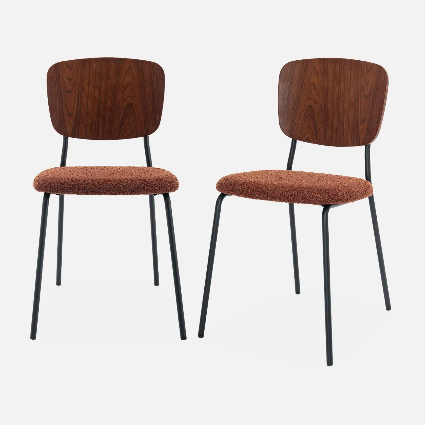 2er-Set Stühle mit strukturiertem Bouclé-Sitz