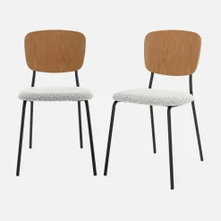 2er-Set Stühle mit strukturiertem Bouclé-Sitz