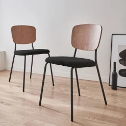 2er-Set Stühle mit strukturiertem Bouclé-Sitz