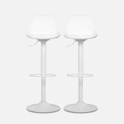 2er Set verstellbare Barhocker mit Sitzbezug aus Kunstleder