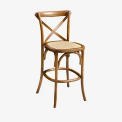 2er-Set Vintage Bistro-Barhocker aus Holz H 105 cm