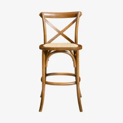 2er-Set Vintage Bistro-Barhocker aus Holz H 105 cm