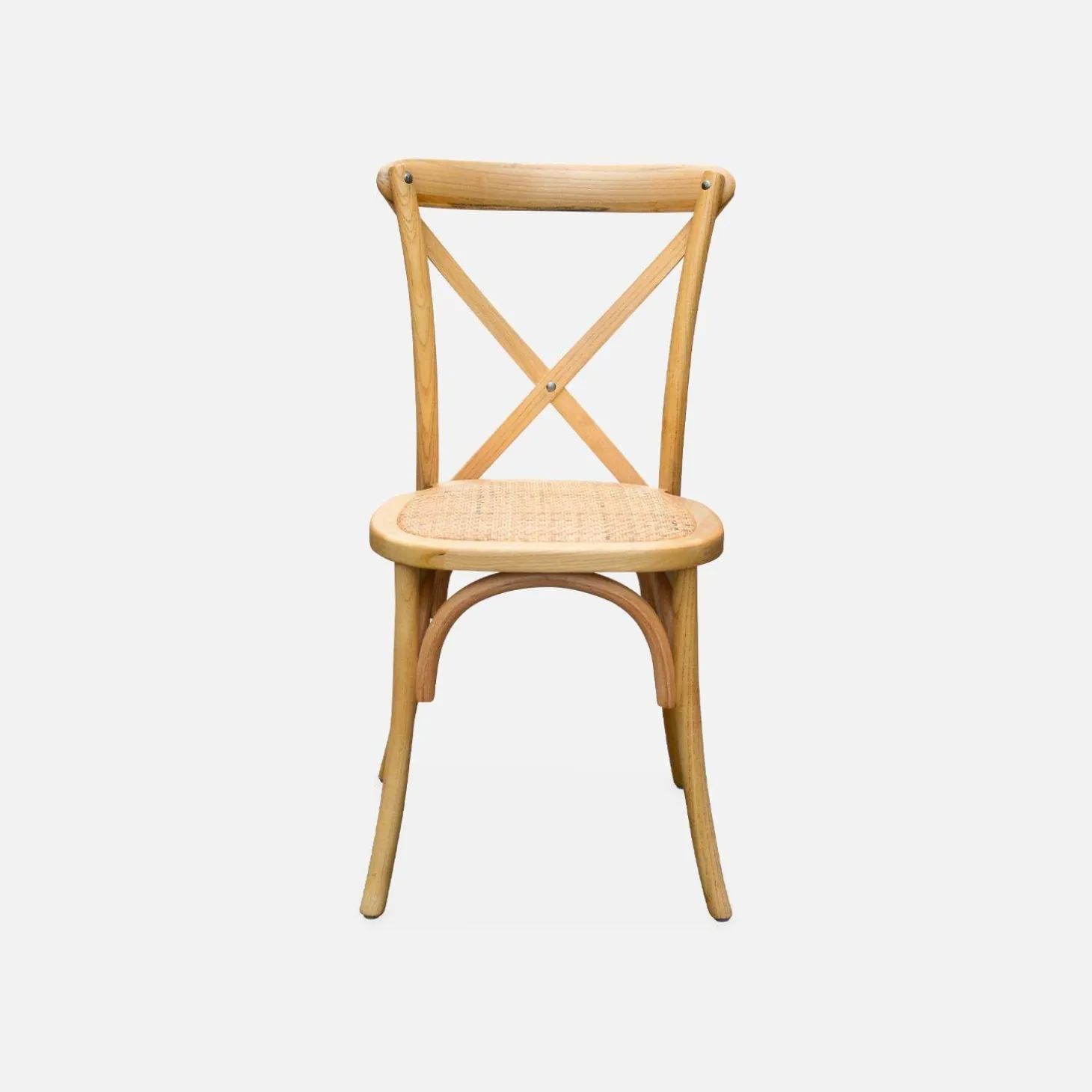 4er-Set Vintage Bistro-Stühle aus Holz mit Rattan