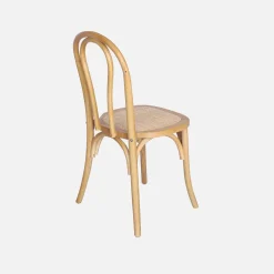 4er-Set Vintage-Stühle aus Holz und Rattan-Geflecht