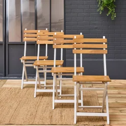 4er-Set zusammenklappbare Gartenstühle aus Akazienholz