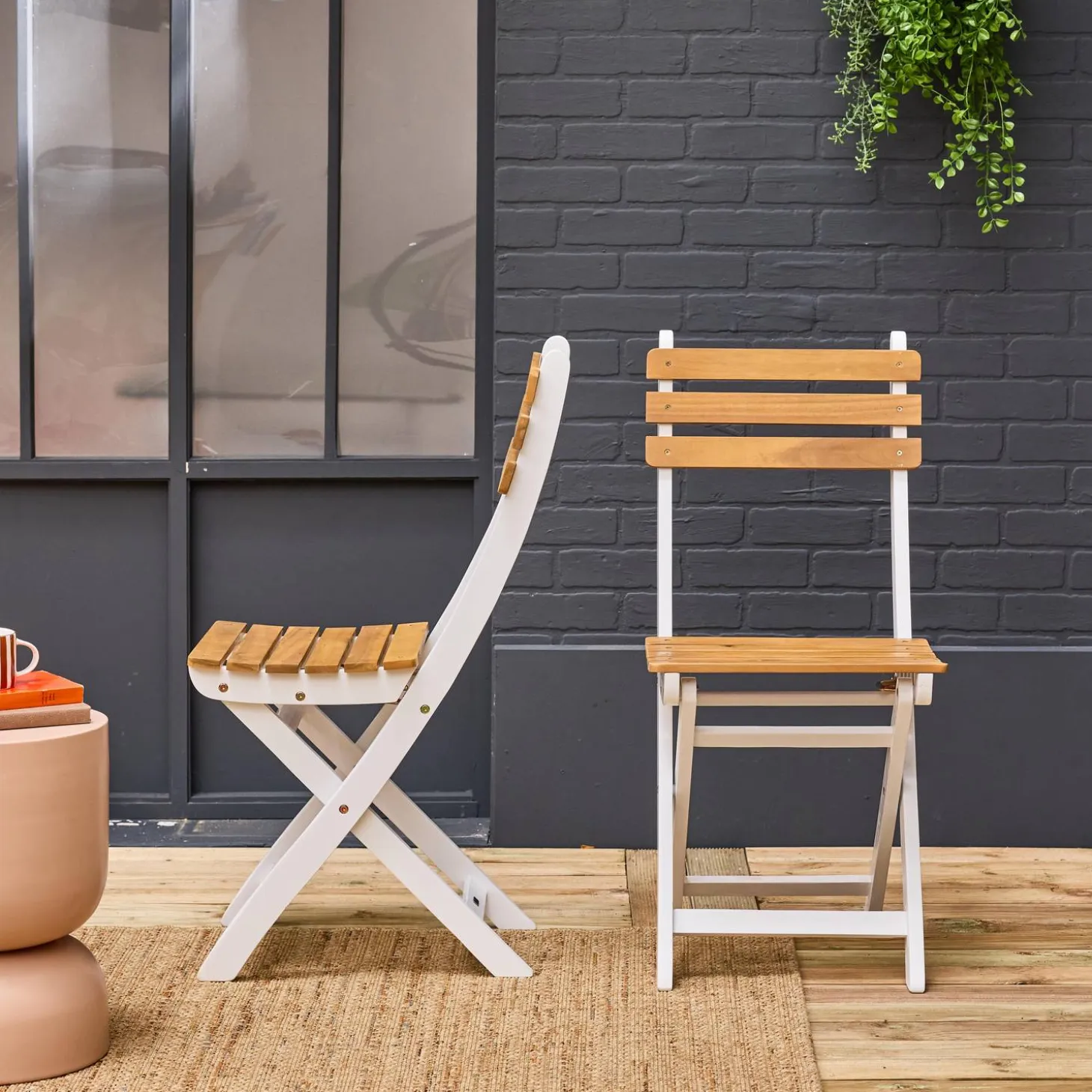 2er-Set zusammenklappbare Gartenstühle aus Akazienholz