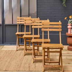 4er-Set zusammenklappbare Gartenstühle aus Akazienholz