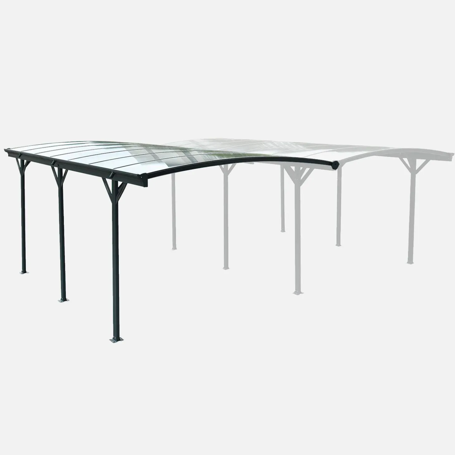 Erweiterung des Carports Le Mans aus Aluminium und Polycarbonat 15m²