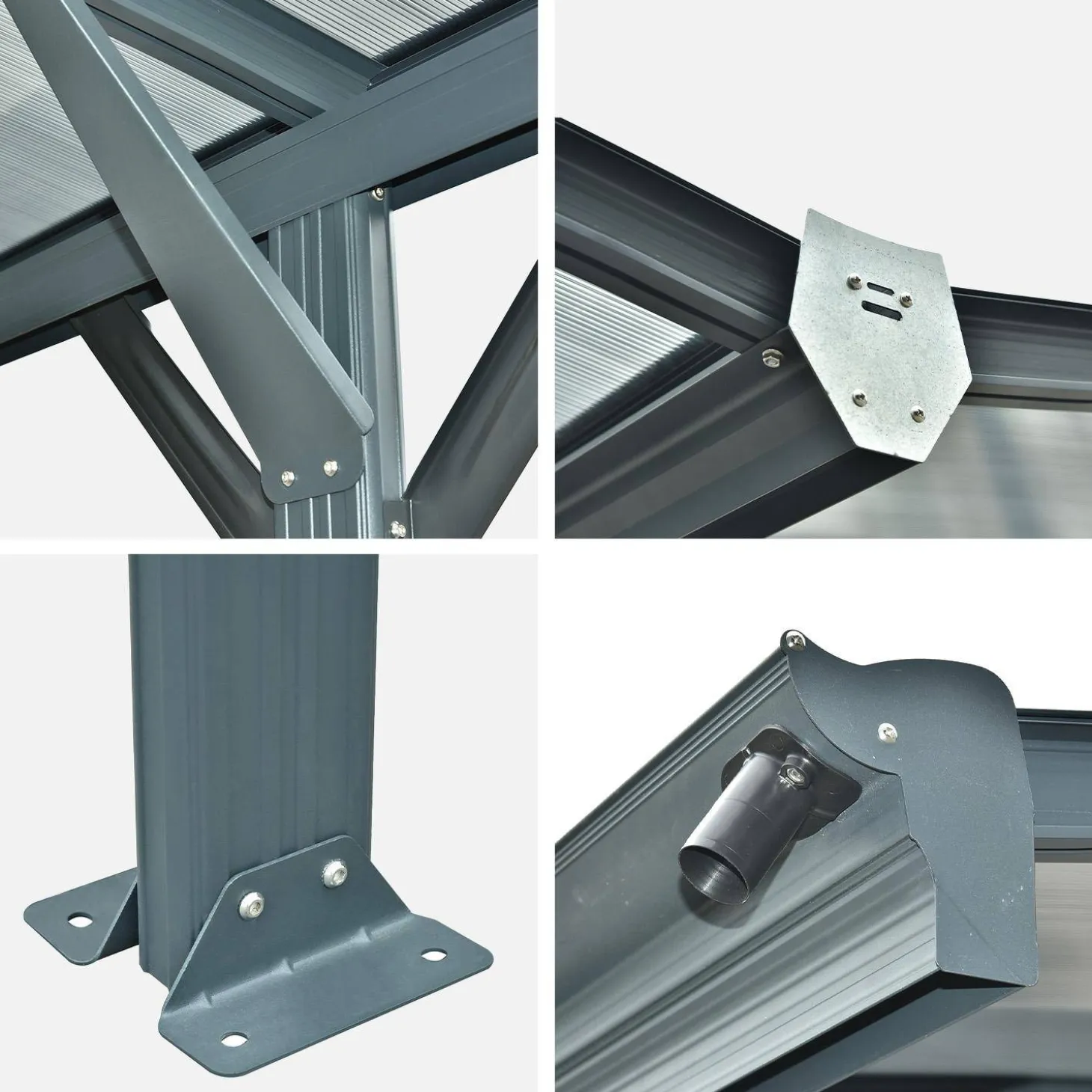 Erweiterung des Carports Le Mans aus Aluminium und Polycarbonat 15m²
