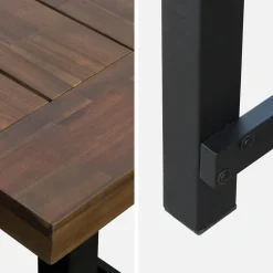 Esstisch aus Holz und Metall, 190 cm + 2 Sessel und 4 Stühle aus Rattan