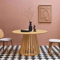 Esstisch mit Holzlook, Beine aus Tannenholz, 4 Sitze