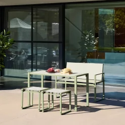 Garten-Essgruppe aus Stahl und Textilene - 4 Personen
