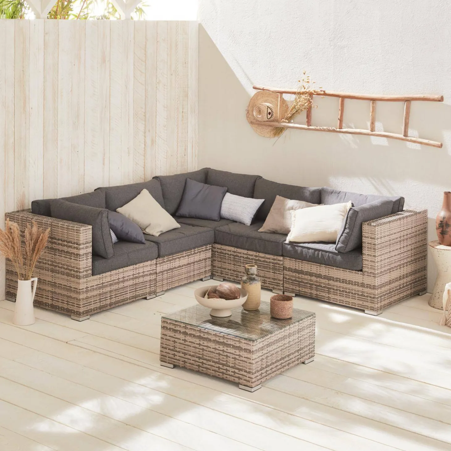 Gartengarnitur aus Polyrattan - 5 Plätze