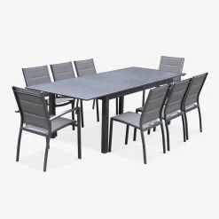 Gartengarnitur mit ausziehbarem Tisch, 8 Personen