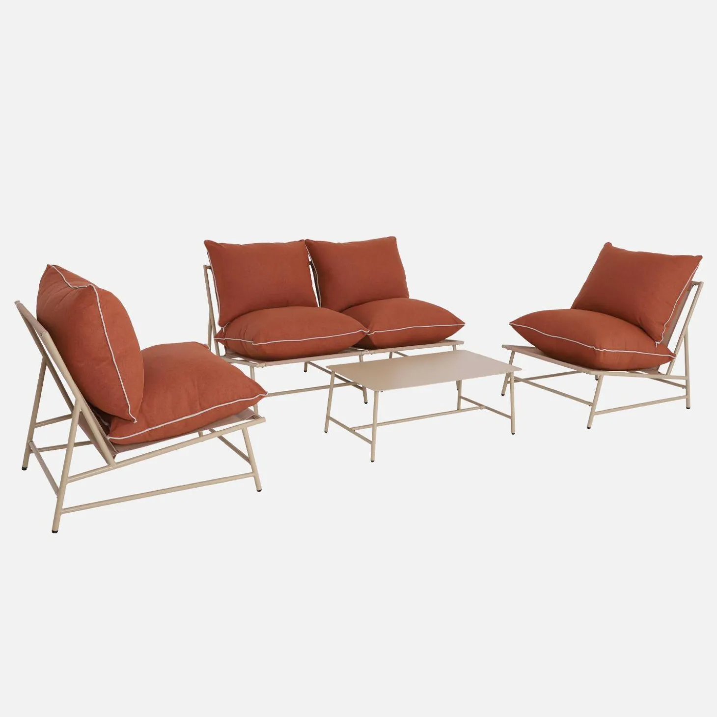 Gartenlounge aus Stahl und Textilene für 4 Personen