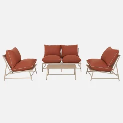 Gartenlounge aus Stahl und Textilene für 4 Personen