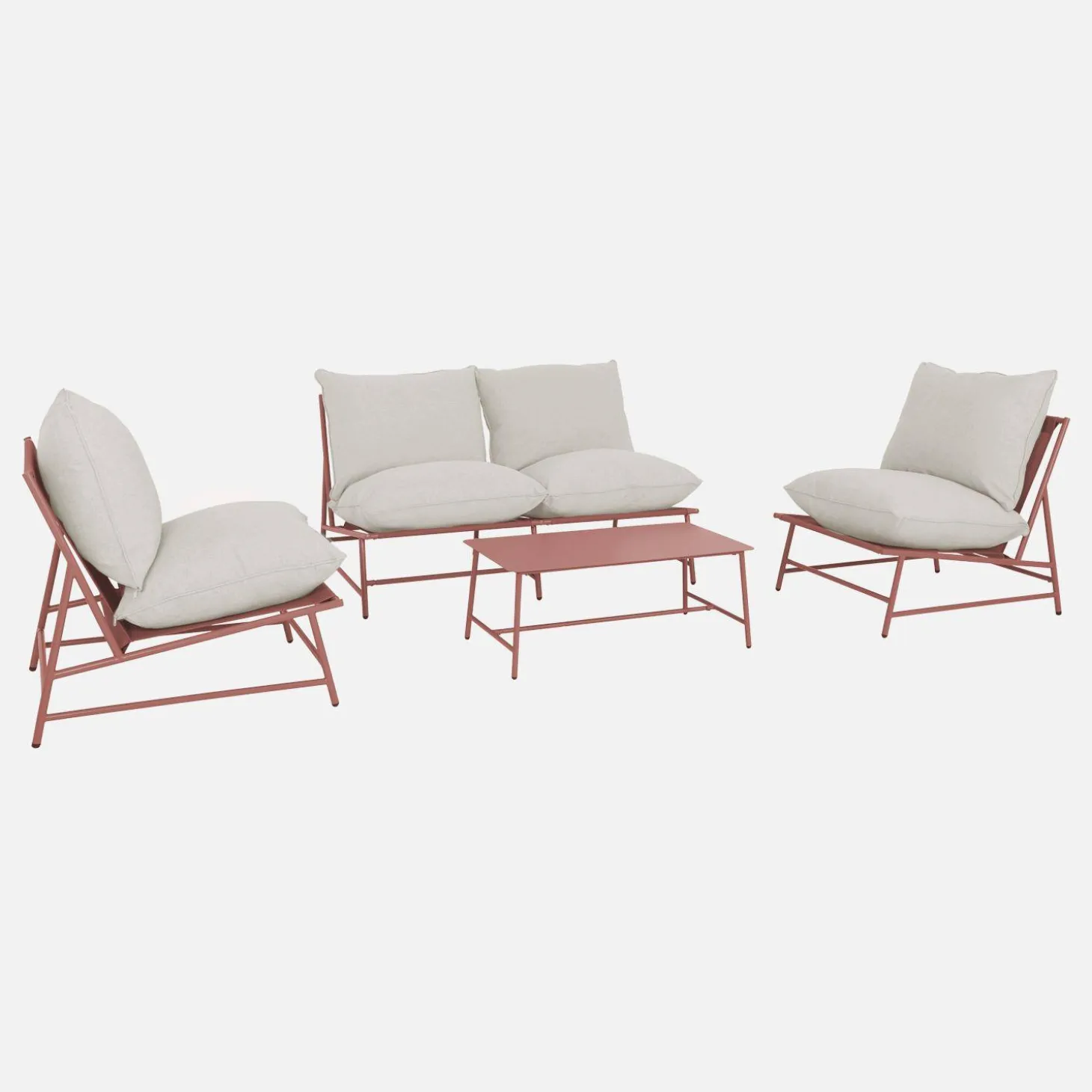 Gartenlounge aus Stahl und Textilene für 4 Personen