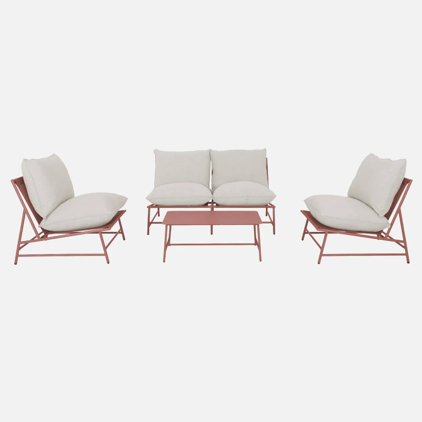 Gartenlounge aus Stahl und Textilene für 4 Personen