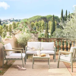 Gartenlounge-Set aus Aluminium und Polywood, 4-Sitzer