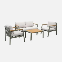 Gartenlounge-Set aus Aluminium und Polywood, 4-Sitzer